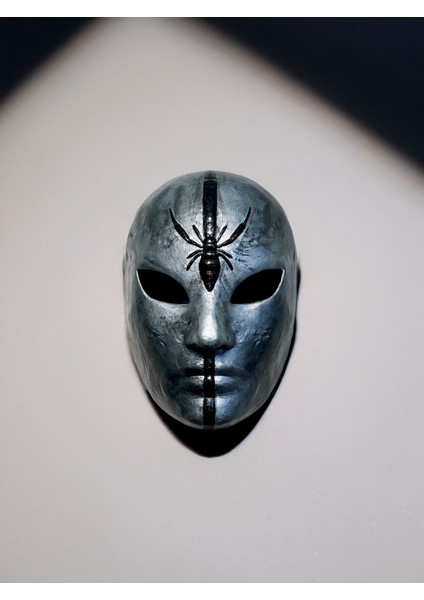 Siyah Çizgi Gümüş Örümcek Maskesi