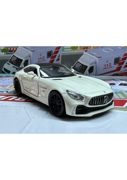 Oyuncak Metal Model Araba 1/36 Çek Bırak Mercedes Amg Gtr Beyaz
