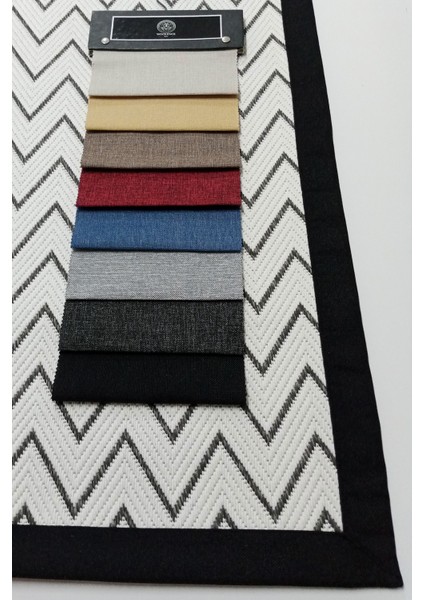 Jüt Sisal Canvas 0438B Antrasit- Beyaz Özel Bordür Dikimli Jüt Sisal indirimleri