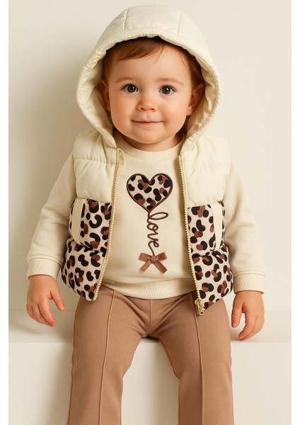 Kız Bebek 3’lü Takım – Sweatshirt, Yelek ve Pantolon 05213 V