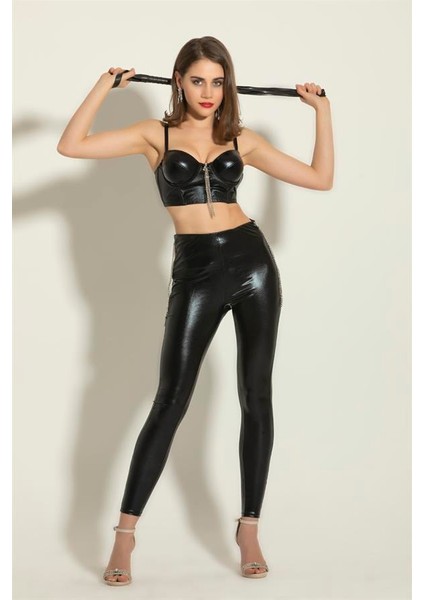 Fantezi Deri Bralet Takım Siyah (BRF6324)