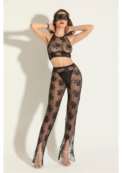 Fantezi Transparan Bralet, Pantolon Takım Siyah (BRF6154) fiyatları