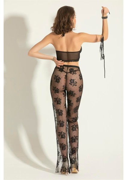 Fantezi Transparan Bralet, Pantolon Takım Siyah (BRF6154) modelleri