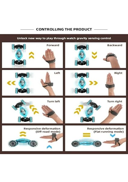 Bilekten Kontrol El Sensörlü Uzaktan Kumanda Sarjlı Işıklı Sesli 4x4 Drift Atan Akrobat Stunt Araba fırsatları