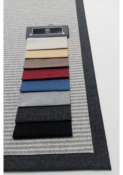 Jüt Sisal Canvas 0410B Gri Özel Bordür Dikimli Jüt Sisal