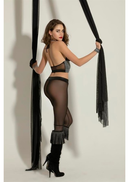 Fantezi Bralet Pantolon Takım Siyah/gümüş (BRF6054) fiyatları