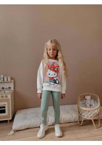 Kız Çocuk Baskılı Sweatshirt - Tayt 4037 Y fırsatları
