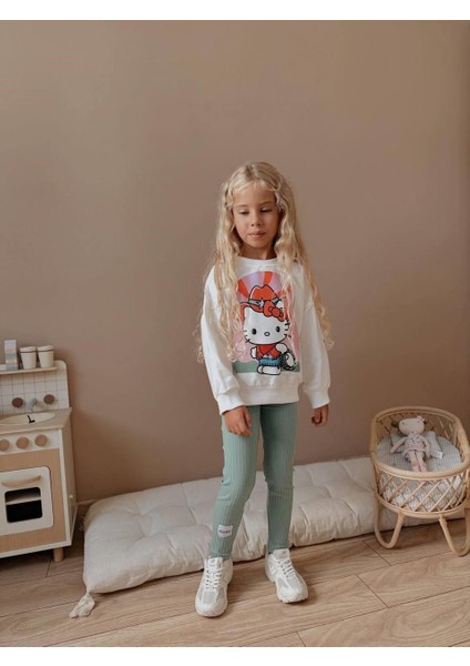 Kız Çocuk Baskılı Sweatshirt - Tayt 4037 Y indirimleri