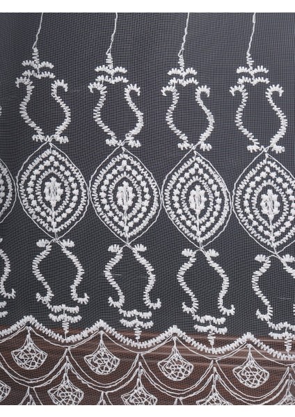 Salon ve Oturma Odası Için Brode Tül Perde | Özel Desen (1/3 Sık Pile)