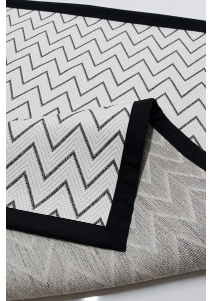 Jüt Sisal Canvas 0438B Antrasit- Beyaz Özel Bordür Dikimli Jüt Sisal modelleri