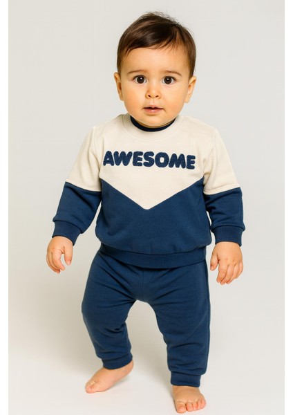 Erkek Bebek 2’li – Awesome Nakışlı Sweatshirt & Alt Takım 07145 M fiyatları