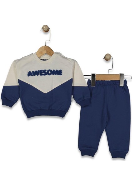 Erkek Bebek 2’li – Awesome Nakışlı Sweatshirt & Alt Takım 07145 M indirimleri