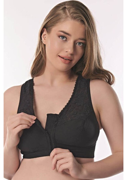 Balensiz Desteksiz Dolgusuz Geniş Askılı Toparlayıcı Önden Açılan Sırt Destekli Küçültücü Sütyen 3775