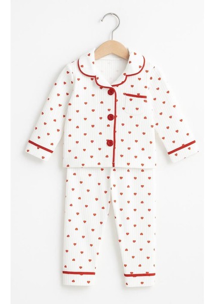 Kız Bebek Kalpli Pamuklu Pijama Takımı – Uzun Kollu, 2’li Set 08376 fiyatları