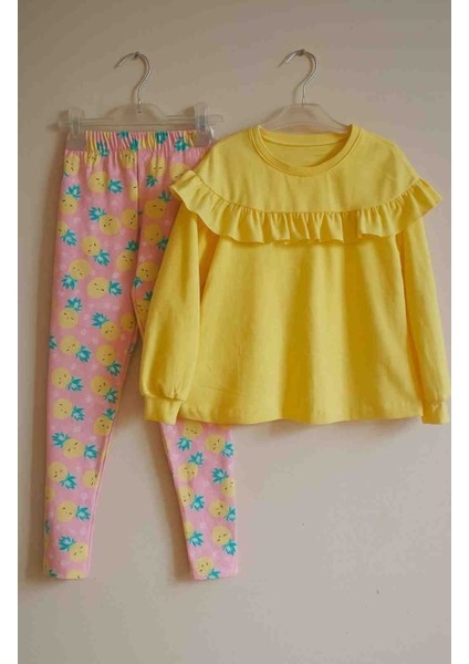 Sarı Fırfır Detaylı Kız Çocuk Takim