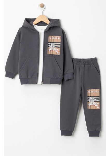 Erkek Çocuk 3’lü – Kapüşonlu Hırka, Tişört ve Alt Takım 07133 F fırsatları