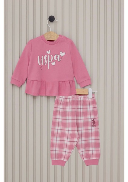 Us Polo Kız Bebek Uzun Kol 2lı Takım - Karanfil