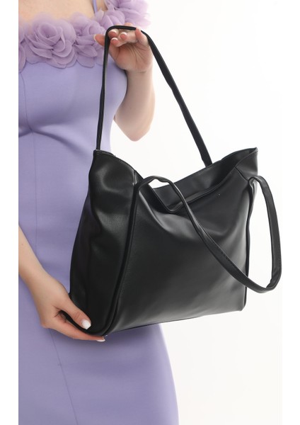 Fermuarlı Deri Tote Çantası