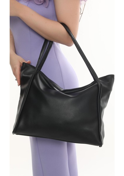 Fermuarlı Deri Tote Çantası