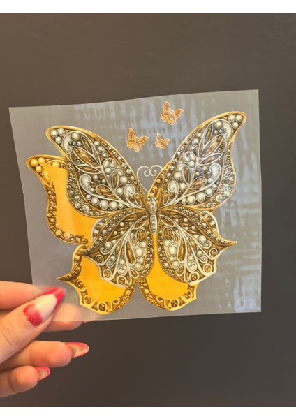11X11 cm Ütü Ile Yapışan Sarı Kelebek Transfer Baskı Arma