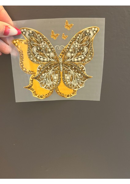 11X11 cm Ütü Ile Yapışan Sarı Kelebek Transfer Baskı Arma modelleri