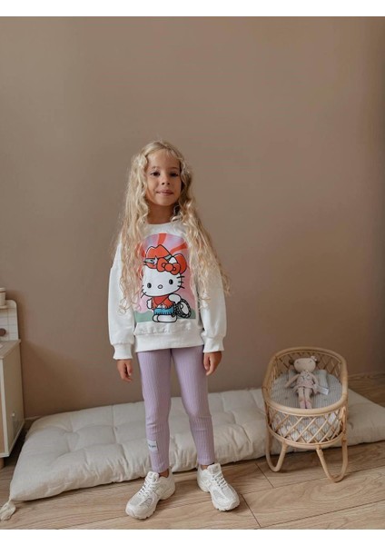 Kız Çocuk Baskılı Kız Çocuk Sweatshirt - Tayt 4037 L fırsatları