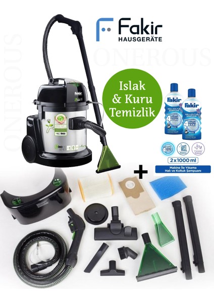 Turbo Başlıklı Yüksek Performanslı Halı Yıkama ve Süpürme Makinesi 1800W +Halı Şampuanı