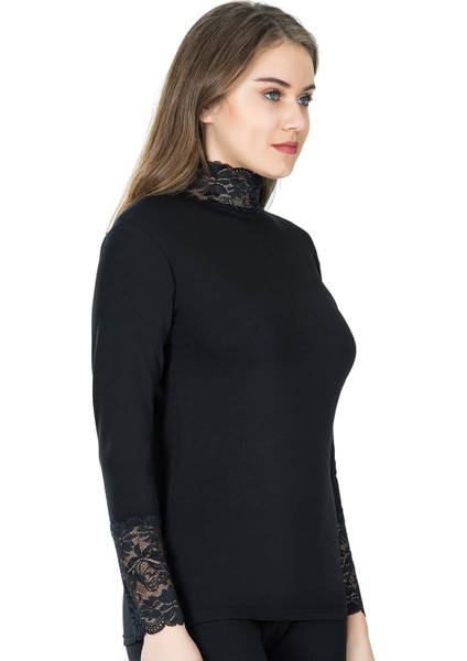 Balıkçı Yaka Dantelli Kadın Tişört 278 modelleri