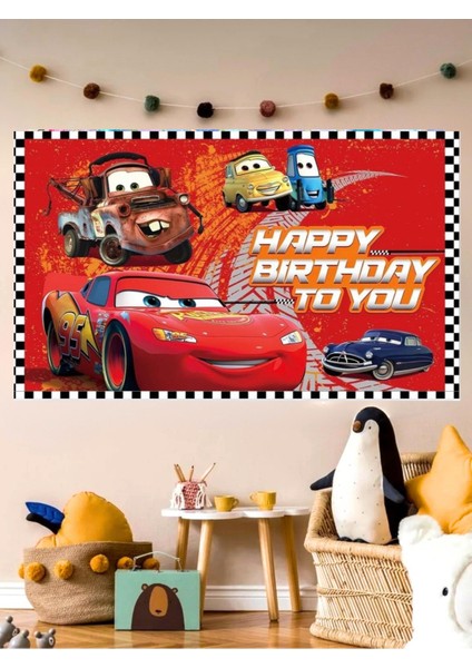 Araba Temalı Özel Doğum Günü Afişi Arka Fonu 60X100 Vinil Branda Pankart Doğum Günü Parti Seti Süsü fiyatları