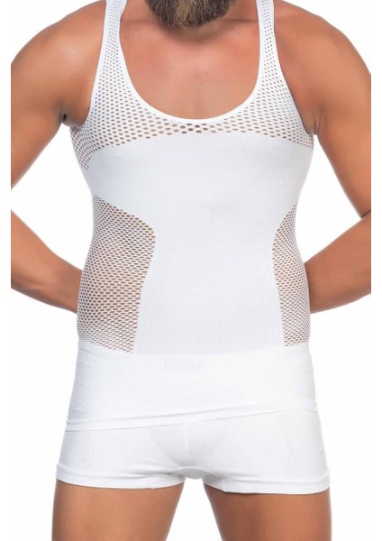 Beyaz Mı Emay E1006 Fileli Erkek Korse Atlet