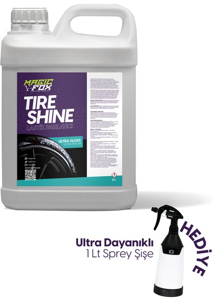 5 Litre Lastik Parlatıcı + 2 Sünger + 1 Lt Kimyasal Şişe Hediye! Özel Set