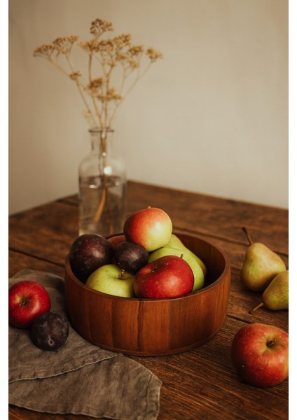 Oval Ahşap Kase 24.5 x 8 cm – Kahvaltı, Kurabiye ve Atıştırmalık Kasesi