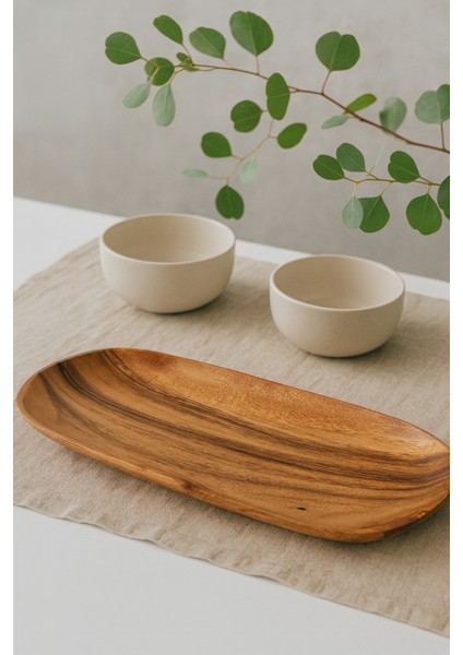 Oval Ahşap Sunum Tabağı Çerezlik – Kahvaltı, Kurabiye ve Atıştırmalık Servis Tabağı 35 cm modelleri