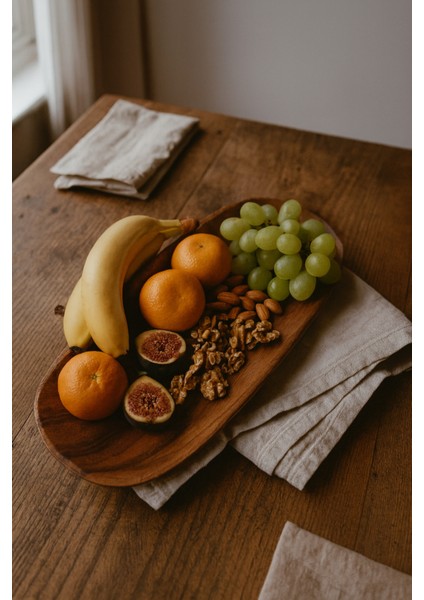 Oval Ahşap Sunum Tabağı Çerezlik – Kahvaltı, Kurabiye ve Atıştırmalık Servis Tabağı 35 cm fırsatları