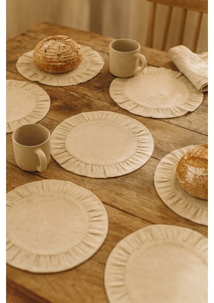 Pamuklu Fırfırlı Supla 6'lı Set Amerikan Servis 33 cm Çap Supla 6'lı