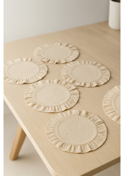 Pamuklu Fırfırlı Supla 6'lı Set Amerikan Servis 33 cm Çap Supla 6'lı fırsatları