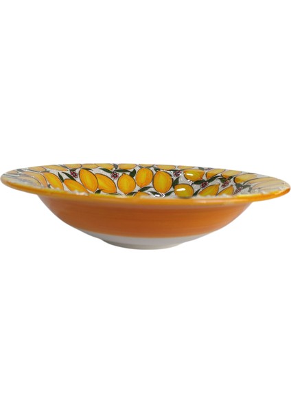 El Yapımı Limon Desenli 29CM Seramik Sunumluk Kase fiyatları