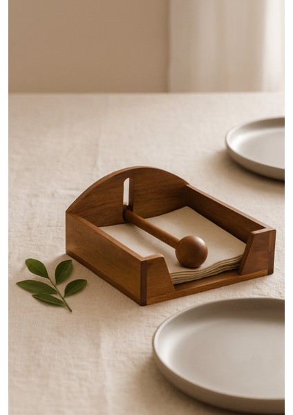 Ahşap Kare Dekoratif Peçetelik – Masa Üstü Dekoratif Peçete Tutucu