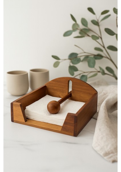 Ahşap Kare Dekoratif Peçetelik – Masa Üstü Dekoratif Peçete Tutucu fiyatları
