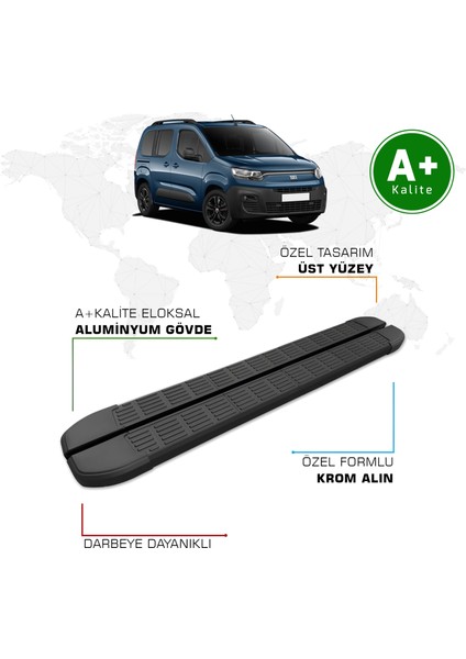 Fiat Doblo Yan Basamak Kısa Şasi 2023 Model ve Sonrası S-Line Siyah