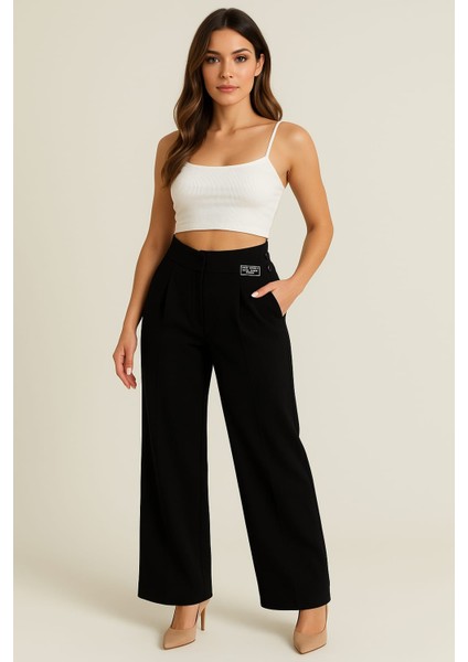 Diagonel Modal Palazzo Kadın Pantolon Siyah