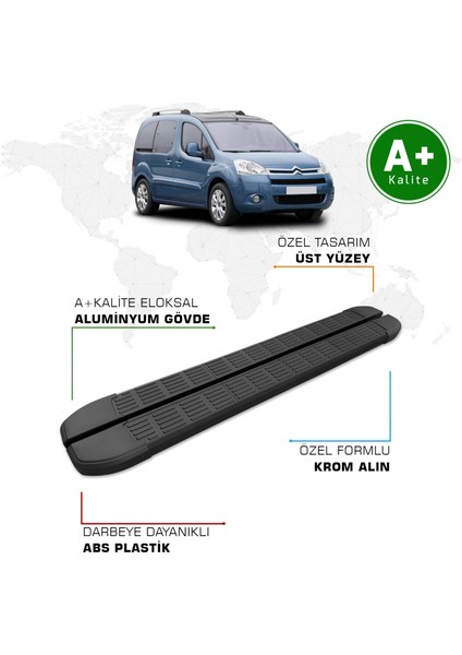 Citroen Berlingo Yan Basamak 2008 – 2018 Model S-Line Siyah