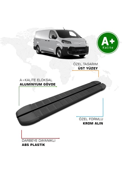 Toyota Proace Cargo Yan Basamak Kısa Şasi 2025 Model ve Sonrası S-Line Siyah