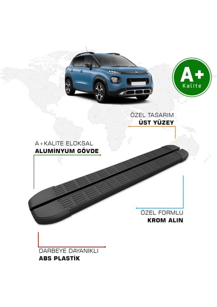 Citroen C3 Aircross Yan Basamak 2017 Model ve Sonrası S-Line Siyah