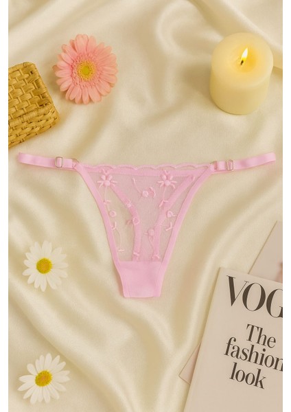 Pembe Çiçek Desenli Dantel Bralet & Külot Iç Giyim Takımı modelleri