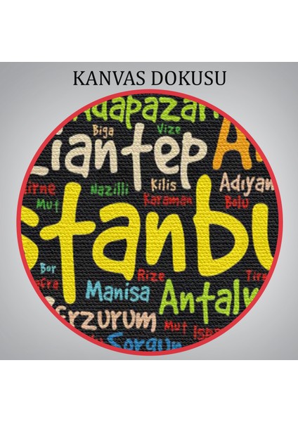 Iller Isimli Siyah Zeminli Dekoratif Kanvas Tablo 1005