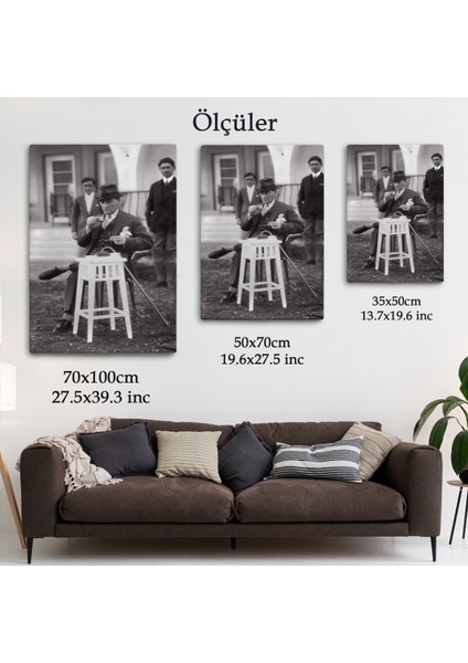 Atatürk Portre Tablosu Mustafa Kemal Atatürk Dikdörtgen Dekoratif Kanvas TABLO-EZ-124