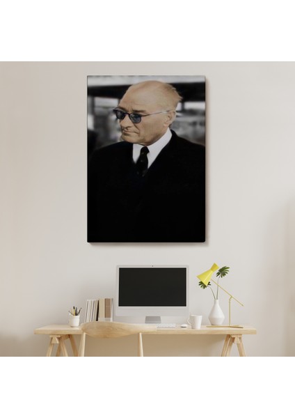 Atatürk Portre Tablosu Mustafa Kemal Atatürk Dikdörtgen Dekoratif Kanvas TABLO-FF-130