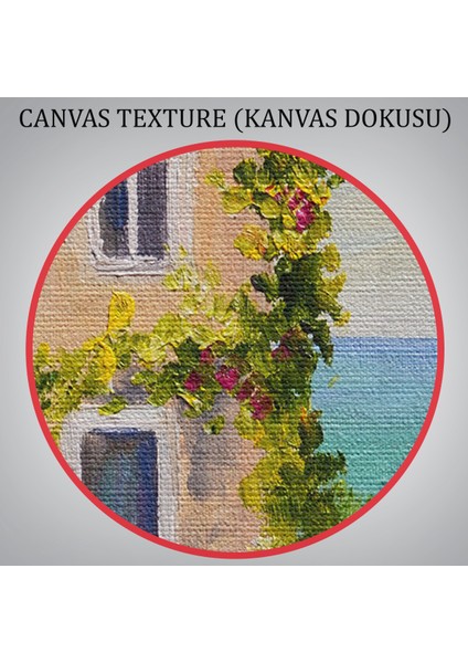 Santorinide Deniz Manzaralı Ev Kanvas Duvar TABLOSU-1186