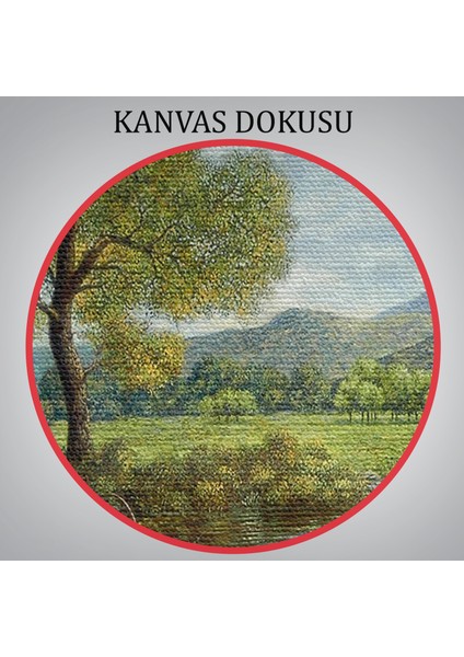 Köy ve Akarsu Manzaralı Dekoratif Kanvas Duvar TABLOSU-3425